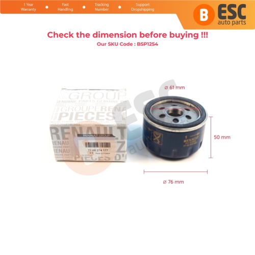 Oil Filter Genuine Renault MAIS 7700274177 for Clio Duster Fluence Scenic Kangoo Laguna Logan Master Megane Thalia Trafic Twingo