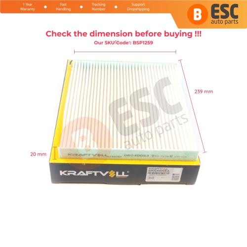 Cabin Air Particulate Pollen Filter Genuine KRAFTVOLL 06040053 for Hyundai Tucson MK1 JM MK3 TL Elantra MK4 HD ix35 MK2 i30 MK2 GD i20 MK2 GB Ioniq AE