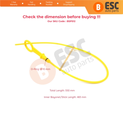 Oil Level Measurer Rod Dipstick 483 mm for Renault Nissan Dacia 1.5 dCi Diesel Engines 7701060939