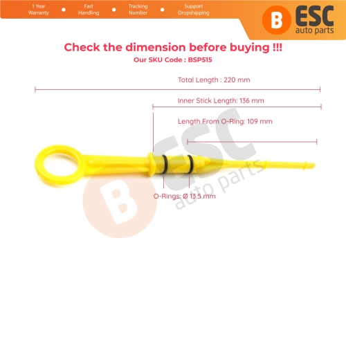 Oil Level Measurer Rod Dipstick 136 mm for Renault Nissan Dacia 1.4 1.6 16V Petrol Engines 8200141457