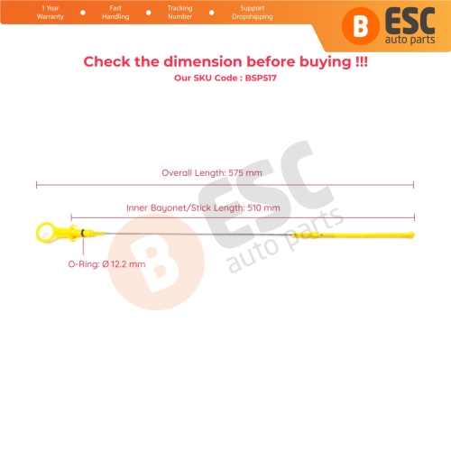 Oil Level Measurer Rod Dipstick 510 mm for Renault Megane Scenic Kangoo MK2 Clio MK3 Modus 1.5 dCi Engine 111400275R