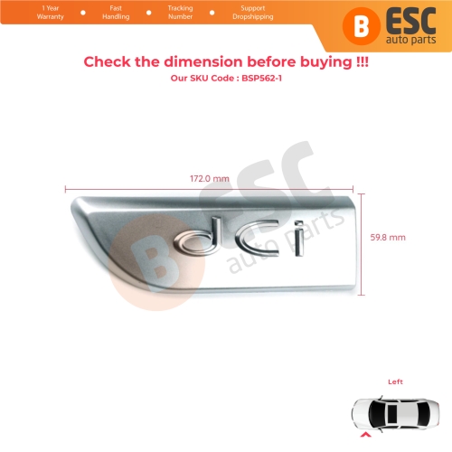 Chrome DCI Badge Monogram Emblem Left Door Moulding Badge For Renault Megane MK2 Scenic MK2 8200717150