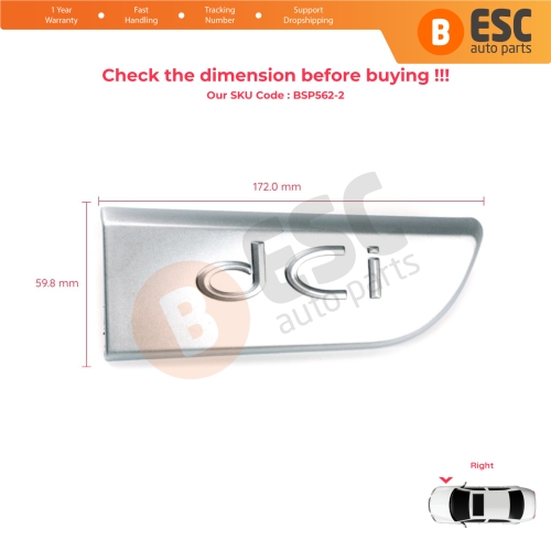 Chrome DCI Badge Emblem Right For Renault Megane MK2 Scenic MK2 8200717150 