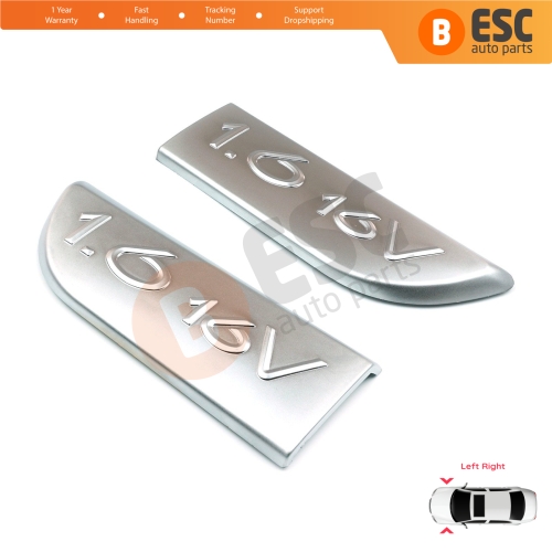 2 Pieces Chrome 1.6 16V Badge Emblem 8200209130 Left and Right For Renault Megane MK2 Scenic MK2