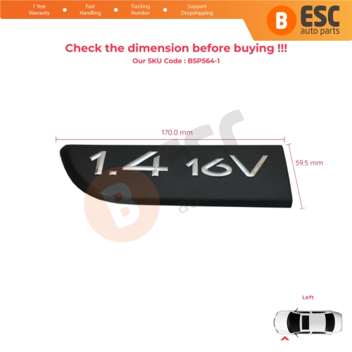 Black 1.4 16V Badge Emblem Left For Renault Megane MK2 Scenic MK2 8200209128 