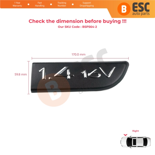 Black 1.4 16V Badge Emblem Right For Renault Megane MK2 Scenic MK2 8200209128 