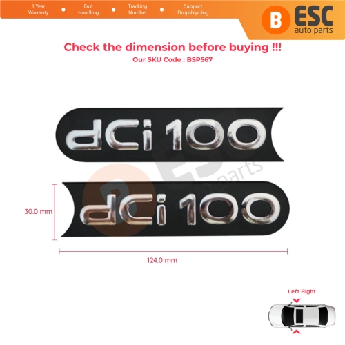 2 Pieces Black dci100 Side Door Badge Monogram Emblem for Renault Master MK2 Vauxhall Opel Movano Nissan Interstar X70
