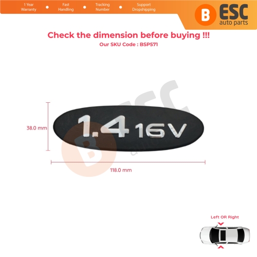 Black 1.4 16V Logo Badge Monogram Emblem for Renault Clio MK2 X65 BB CB 1998-2016 7700438090