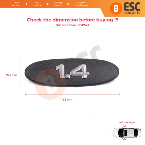 Black 1.4 Logo Badge Monogram Emblem for Renault Clio MK2 II BB CB Kangoo MK1 FC KC 7700422223