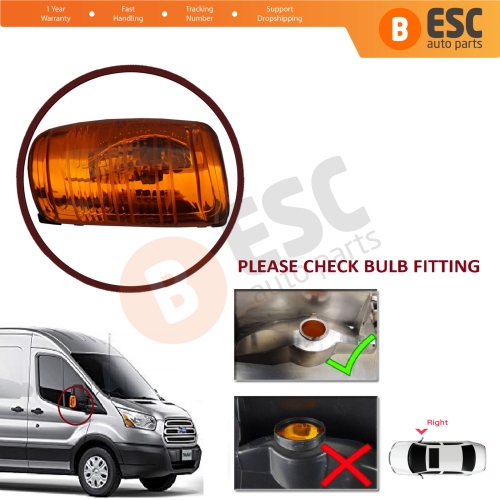 Right Side Door Wing Mirror Amber Signal Indicator Lamp Lens for Ford Transit MK8 T18 V363 2013-On 1847390
