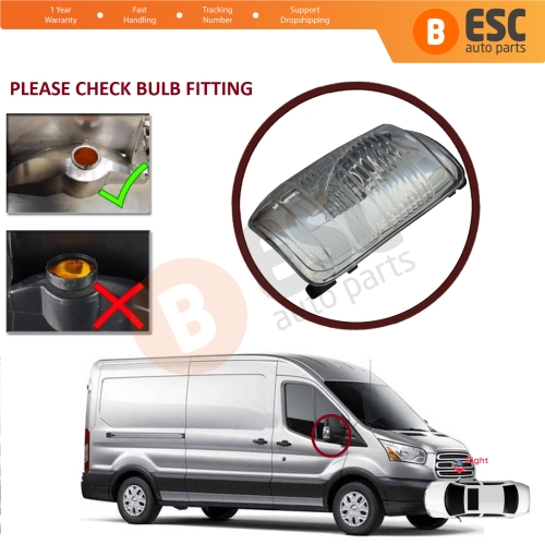 Right Side Door Wing Mirror White Clear Indicator Lamp Lens for Ford Transit MK8 T18 V363 2013-On 1847389 