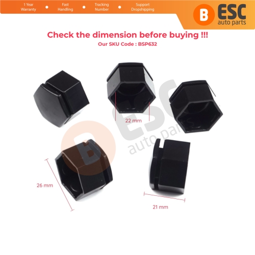 5 Pieces Car Wheel Bolt Screw Cover Black Plastic Cap 21 mm * 22 mm for Opel Insignia A G09 2008-2017 13283158