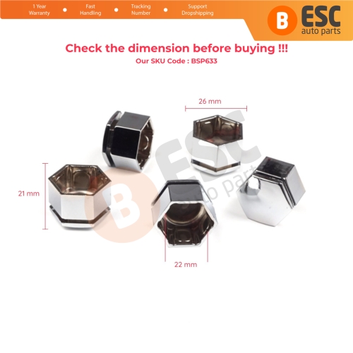 5 Pieces Car Wheel Bolt Screw Cover Chrome Color Plastic Cap 21 mm * 22 mm for Opel Insignia A G09 2008-2017 13283158