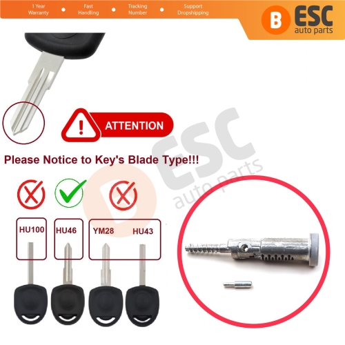 Steering Wheel Ignition Lock Barrel Locking Cylinder Shaft Rod HU46 For Vauxhall Opel Combo Kadett Corsa Astra Tigra 