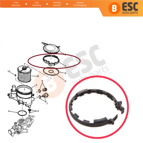 Diesel DW8 Fuel Filter Housing Seal Collar Clamp for Peugeot Citroen Fiat Scudo Toyota Corolla MK8 E110 1904.26 