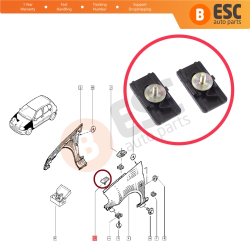 2 Pieces Front Fender Wing Mounting Plate for Renault Clio Ypsilon MK2 Espace MK4 Thalia Scenic Megane MK1 7700842510