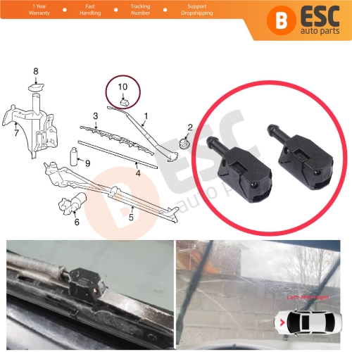 2 Pieces Front Window Wiperarm Washer Nozzle Spray Jet for Volvo White DAF MAN Sprinter W901 W909 1070123