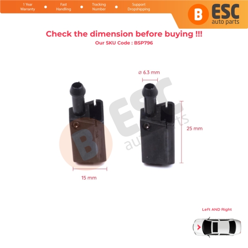 2 Pieces Front Window Wiperarm Washer Nozzle Spray Jet for Volvo White DAF MAN Sprinter W901 W909 1070123