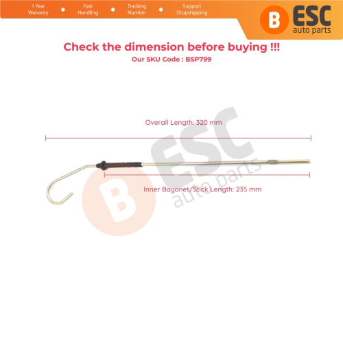 Oil Level Measurer Rod Dipstick 240 mm for Renault 12 1969-2006 Toros 1971-2000 Dacia 1300 1969-1984 7700541128