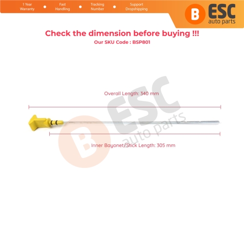 Oil Level Measurer Rod Dipstick 305 mm for Renault 21 Manager Concorde J7R J7T 2.0 Engine 7700731458
