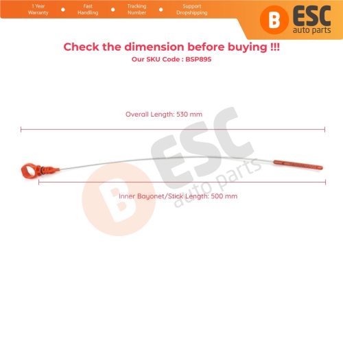 Oil Level Measurer Rod Metal Dipstick 500 mm for Peugeot Citroen 1.4 HDI Ford 1.4 TDCI Mazda 1.4 CD Engine 1331073