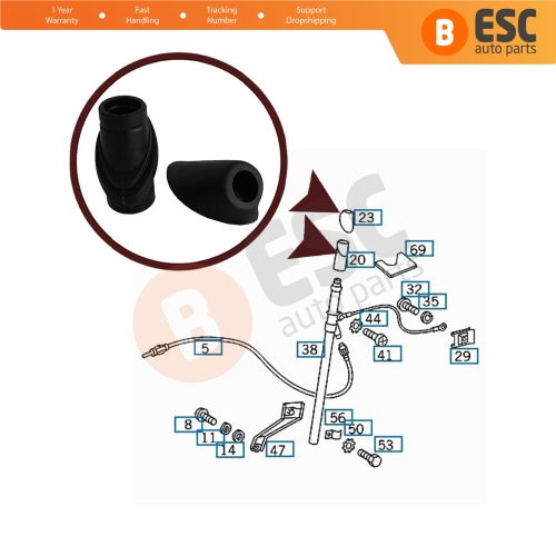 Radio Antenna Rubber Seal Lower Upper Parts for Mercedes E Class W124 A124 C124 A1248270898