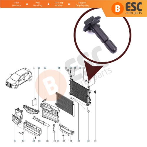 Radiator Pillar Fixing Pin Locator Support Mounting Clip 397889173R for Renault Captur Clio 4