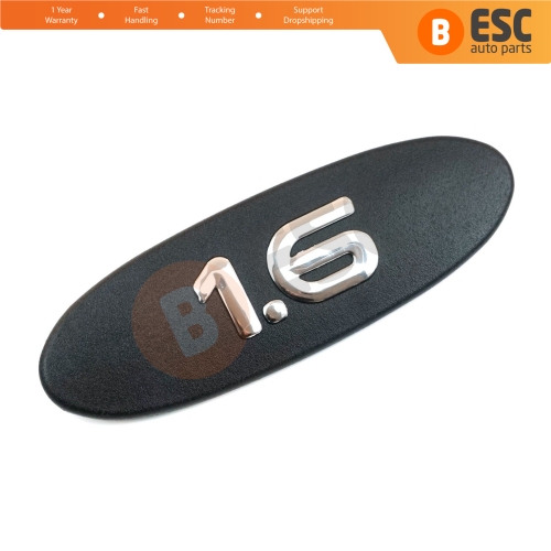 Black Chrome 1.6 Mould Badge Monogram Emblem for Renault Clio 119 mm x 39 mm