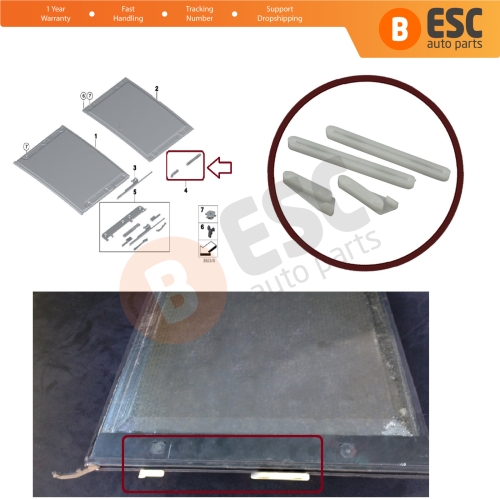 4 Pieces Sunroof Curtain Slider Suspended Headliner Parts Rear for BMW 3 E91 5 E61 X3 E83 X5 E53 E70 Cullinan RR31 54137155683 