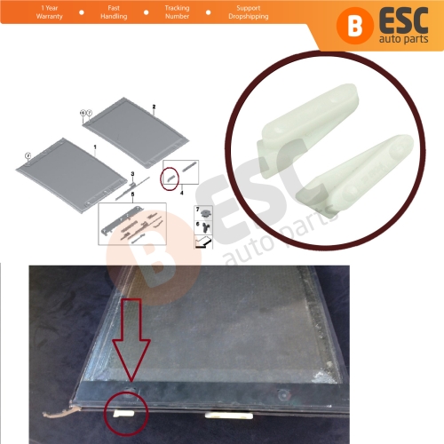 2 Pieces Sunroof Curtain Slider Suspended Headliner Parts Rear for BMW 3 E91 5 E61 X3 E83 X5 E53 E70 Cullinan RR31 54137155683 