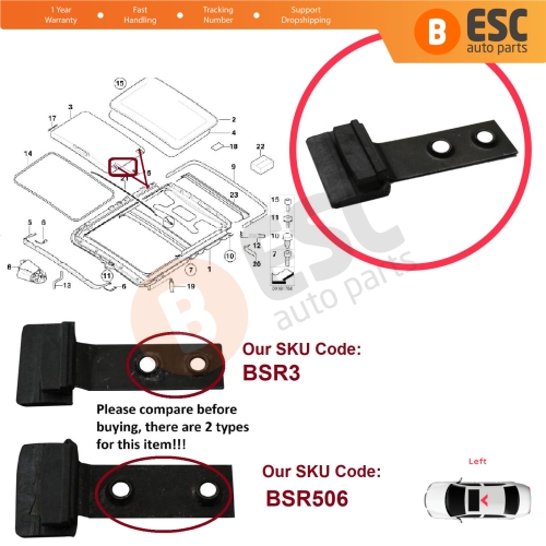 Sunroof Shade Curtain Left Side Slider for BMW 3 Series E46 1997-2003 Pre-Facelift 54138246027