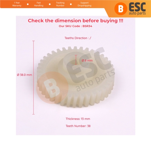 Sunroof Motor Repair Gear 38 Teeth for Citroen C3 FC Toyota Avensis T22 Corona T21 Opel Zafira A