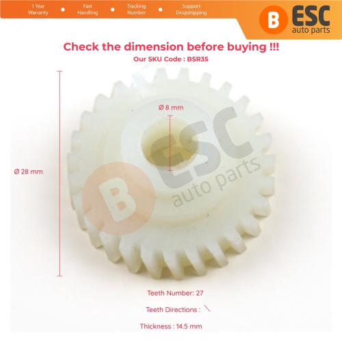 Sunroof Motor Repair Gear 27 Teeth for Citroen C3 FC Toyota Avensis T22 Corona T21 Opel Zafira A