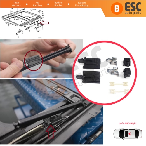 Sunroof Sliding Rail Lift Lever Hinge Repair 8 Pieces Set Left Right for BMW 3 Series E36 E46 7 Series E38 54128119747 54128119748
