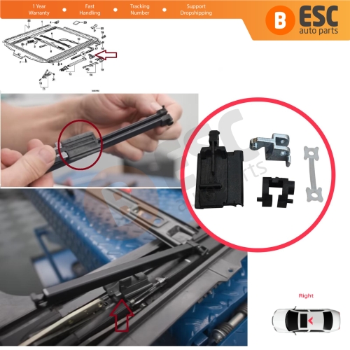 Sunroof Sliding Rail Lift Lever Hinge Repair 4 Pieces Set Right for BMW 3 Series E36 E46 7 Series E38 54128119748
