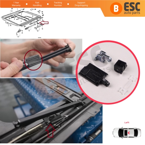 Sunroof Sliding Rail Lift Lever Hinge Repair 4 Pieces Set Left for BMW 3 Series E36 E46 7 Series E38 54128119747