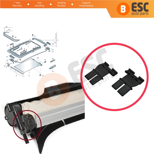 Sunroof Sunshade Slider Clips for Audi Q5 8RB Q7 4LB VW Tiguan 5N Jetta 1K2 Sharan 7N Touareg 7L Golf 6 Passat B7 Superb 2 Yeti Alhambra Leon 5F