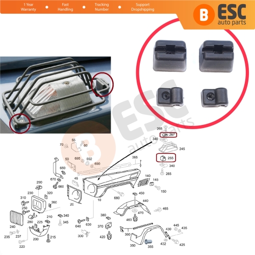 Front Turn Signal Headlamp Surround Grille Bearing Fender Clamps Bracket Set for Mercedes G Class W460 W461 0009952820 0008111240