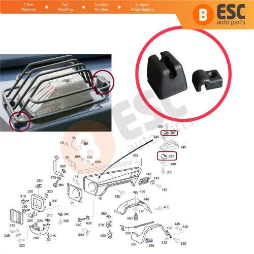 Front Turn Signal Headlamp Surround Grille Bearing Fender Clamps Bracket for Mercedes G Class W460 W461 0009952820 0008111240