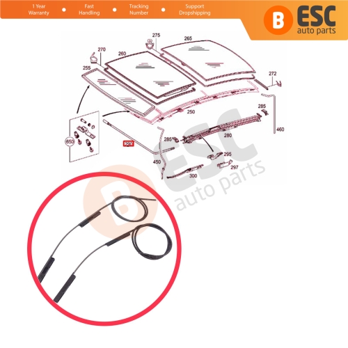 Panoramic Roof Sunroof Glass Roller Pull Bowden Cables A2117800121 for Mercedes E Class W211 S211
