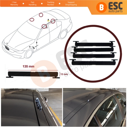 4 Pieces Roof Rack Port Cover Trim 135 mm X 13 mm for BMW 5 F10 F11 51137274739 