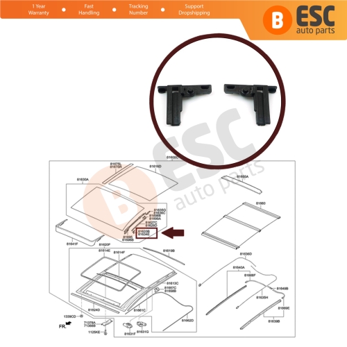 Front Glass Moving Command Shoe Bracket Set 81633A5000 81634 for Hyundai I30 Elantra GT