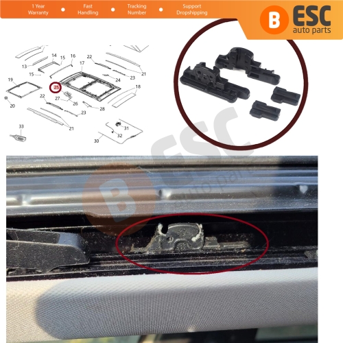 MySky Panoramic Roof Sunroof Slideway Ceiling Bracket Set for Jeep Renegade BU B1 BV 2014-On SUV Van 77368445