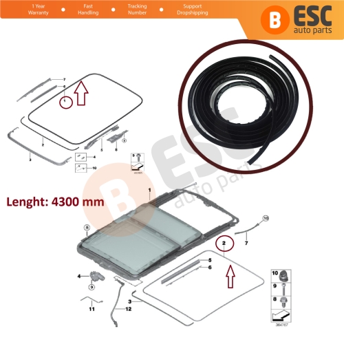 Panoramic Roof Sunroof Glass Surround Frame Seal 54107430946 for BMW 3 5 6 7 X1 X3 X5 RR31 RR4