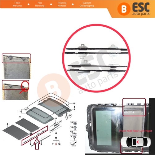 Sunroof Curtain Guide Rail Sliding Bracket Front Rear for BMW X1 E84 MK1 2009-2014 54102993888 