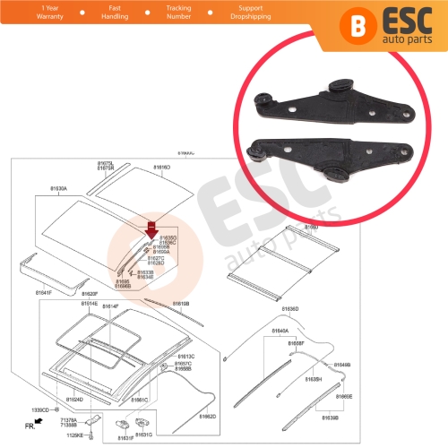 Sunroof Glass Rail Tilt Lever Metal for Hyundai i30 Elantra GT Freelander 2 L359 Qashqai Modus Grand Modus 81635A5000 