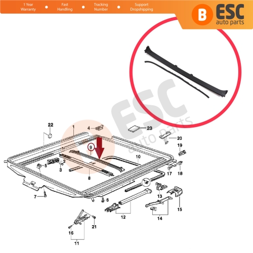 Sunroof Rain Gutter Drip Moulding for BMW 3 Series E36 1990-2000 54128119752