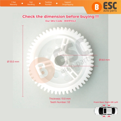 Window Regulator Motor Cog Roller Gear for Mazda 3 5 6 CX-7 CX-9 RX-8 G22C5858