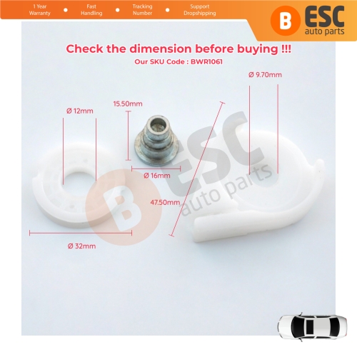 Window Regulator Repair Corner Wheel Kit Front or Rear Right Door For Hyundai Accent 1994-On 82404-0U010