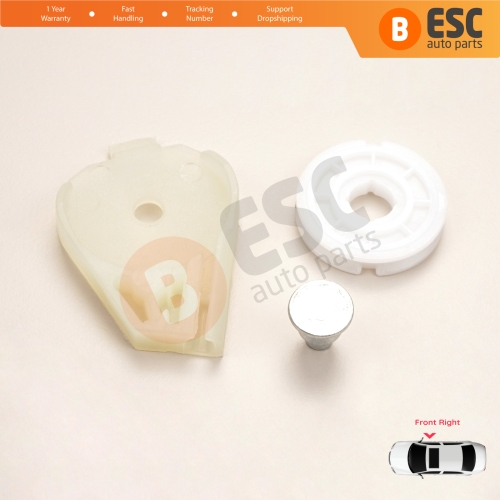 Front Right Window Regulator Repair Corner Cable Roller Pulley Clips Pin Set 1 for Fiat Doblo MK1 MPV Van 119 223 2001-2010 51718403